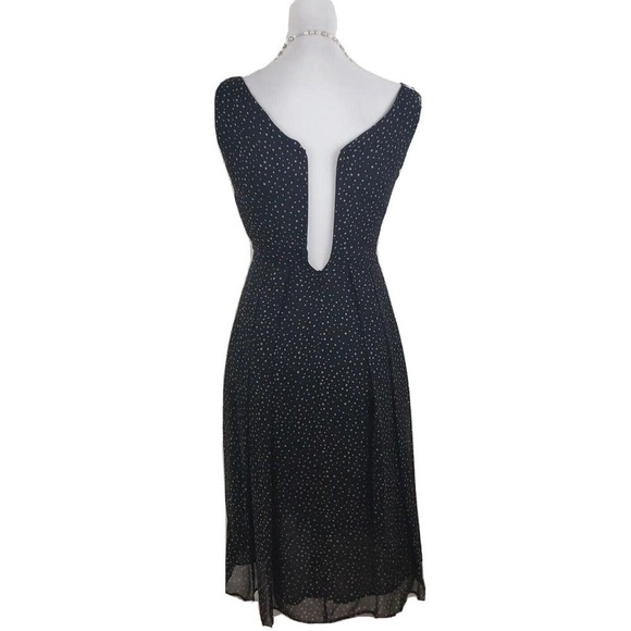 Talbots ~Woman Size 2Petite~ Black/Beige Polka Dot Silk Flare Pleats Dress. - Picture 10 of 12